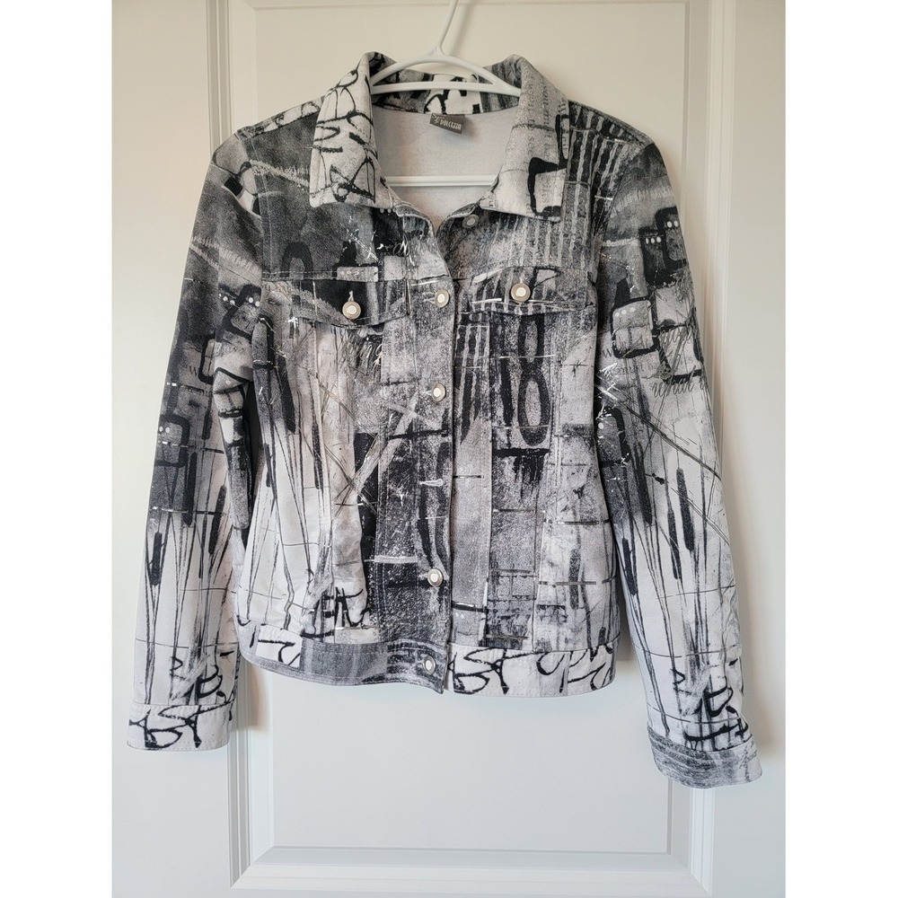 Simply Art by Dolcezza Abstract Graffiti Print Style Jacket Black White